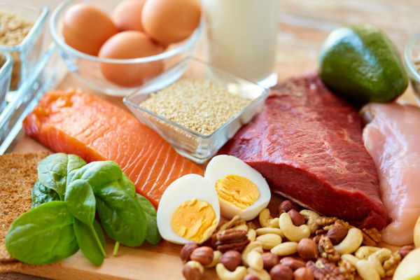A table view of a selection of protein foods.