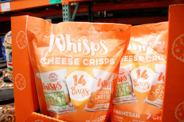 A photo of Whisps Parmesan Cheese Crisps.