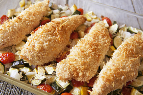 Baked chicken parmesan with vegetables