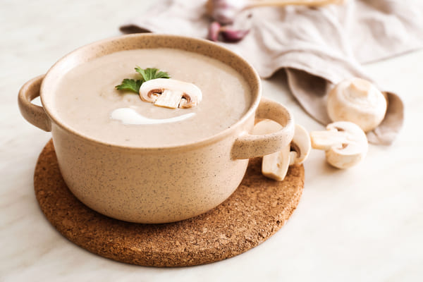 Cream of mushroom soup in a pot