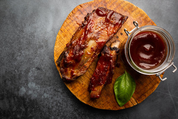 BBQ baby back ribs with sauce