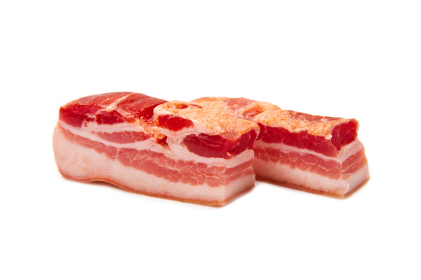 Is Bacon Bad for You? Sorting Myth from Reality 5 Is bacon bad for you: Two expertly sliced portions of premium pork, ready to be transformed into delicious bacon strips through the cooking process.