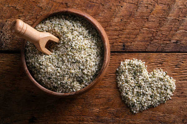 Keto Rice Wonders: Exploring Low-Carb Rice Alternatives 10 Hemp seed hearts in a wooden bowl
