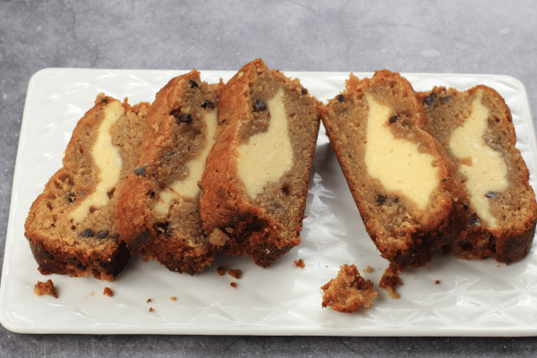 Low Carb Banana Bread: A Guide to a Homemade Goodness 9 Low Carb Banana Bread: Sliced Cream Cheese Cheesecake Filled Banana Bread.