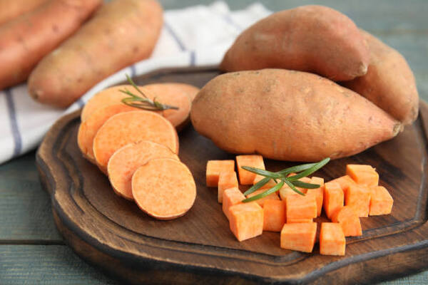Skillet Sweet Potatoes: A Guide to Mouthwatering Perfection 2 Sliced and diced sweet potatoes with herbs