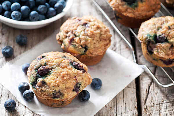 Fresh home-baked blueberry muffins