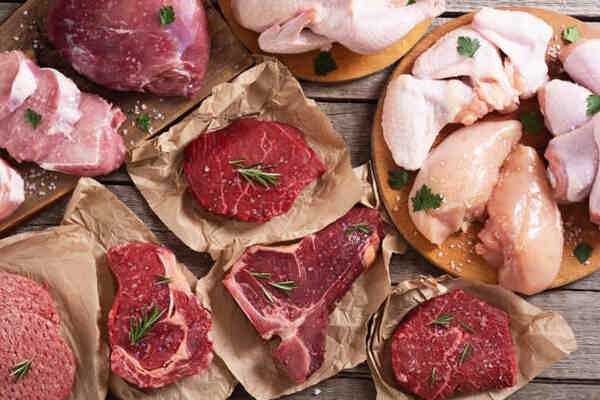 Is Lamb Red Meat? Exploring Its Role in a Balanced Diet 6 Various raw meats including chicken, beef, pork, and lamb
