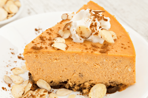 Delicious Pumpkin Cheesecake on a Plate.