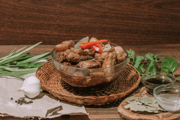 The Best Pork Cube Steak Recipe Using Slow Cooker 5 Pork adobo in a bowl of glass.