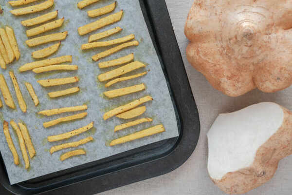 Fried Turnips: A Tasty Twist on a Classic Side Dish 9 Baked turnips on a baking sheet