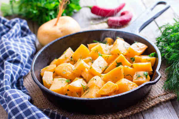 Fried Turnips: A Tasty Twist on a Classic Side Dish 8 Cooked turnips in a pan