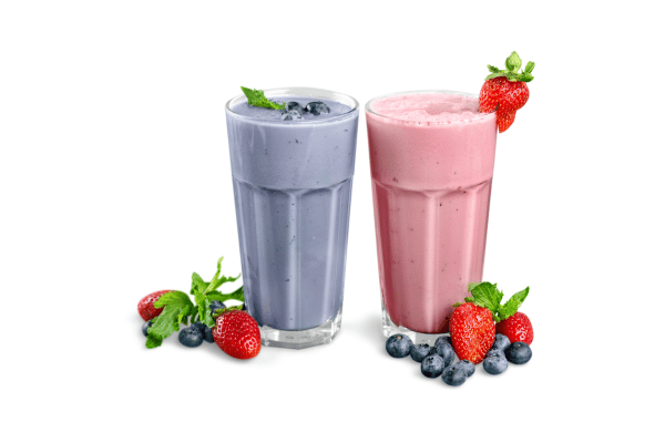 Low Carb Juicing: How to Make Tasty and Healthy Juices 9 Two glasses of juice: one with mixed berries, the other with strawberries.