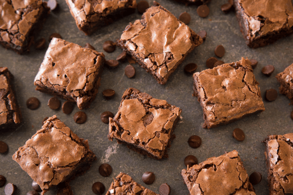 Pyure Keto Recipes: How to Satisfy Your Sweet Tooth 5 A close-up photo of homemade gooey double chocolate brownies.