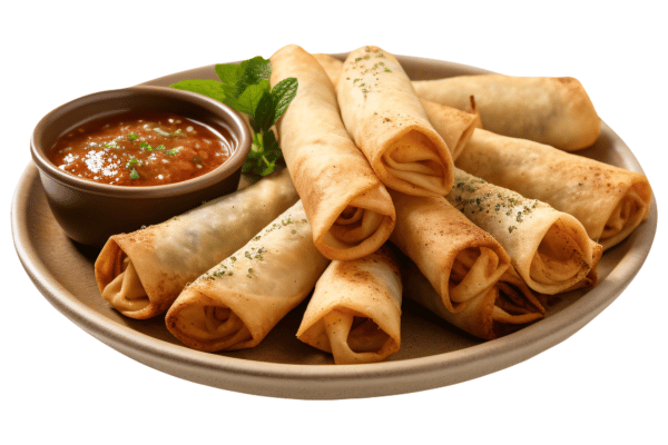 Jose Ole Taquitos Air Fryer: A Step-by-Step Cooking Tutorial 5 Jose Ole Taquitos Air Fryer: Taquitos on a plate with a tasty dipping sauce, ready to be savored!