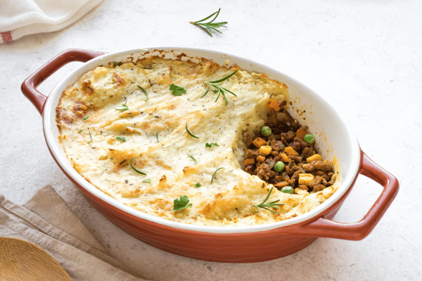 Keto Shepherd's Pie Recipe: Quick and Low-Carb Comfort Food 9 In a casserole dish, a shepherd's pie is baked to perfection.