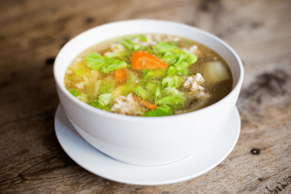 Keto Vegetable Soup: The Ultimate Low-Carb Option for Every Season 10 A delicious bowl of vegetable soup, brimming with a hearty mix of tender vegetables in a rich, flavorful broth.