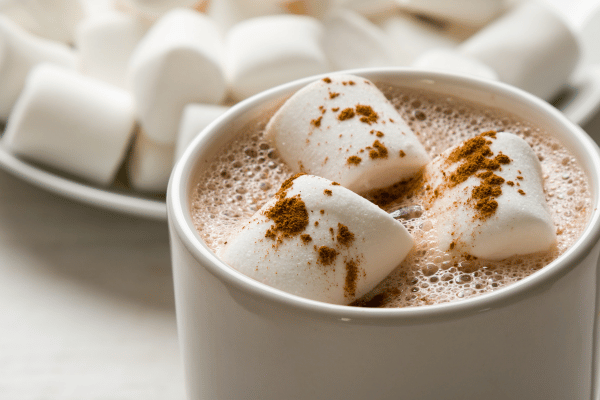 Keto Hot Cocoa: How to Make the Perfect Low-Carb Cup 2 A close-up view of rich, creamy keto hot cocoa topped with fluffy, sugar-free marshmallows and a dusting of cocoa powder.