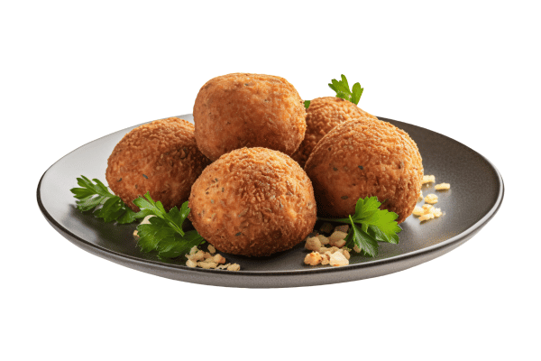Is Falafel Keto Friendly? How to Make Low-Carb Versions 3 Golden brown and crispy keto falafel served on a sleek gray plate, offering a delicious low-carb bite.