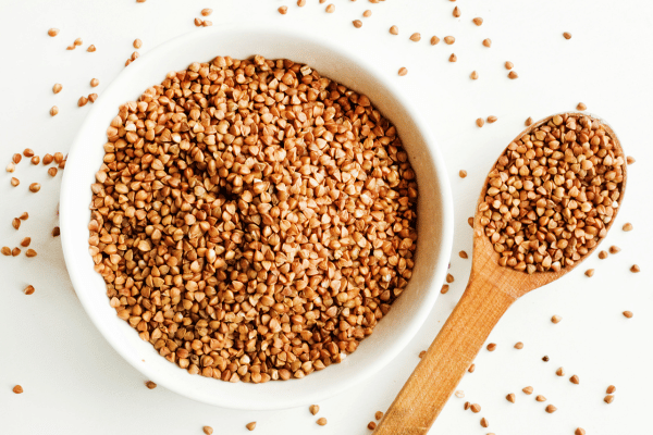Is Buckwheat Keto Friendly? Everything You Need to Know 5 A top view shows a white bowl filled with buckwheat.