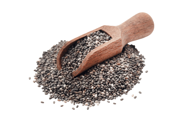 Is Buckwheat Keto Friendly? Everything You Need to Know 9 A wooden spatula holds a small pile of chia seeds.