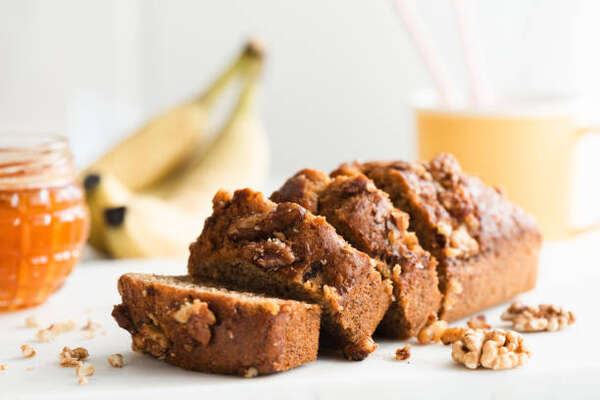 Keto Banana Bread Recipe: Moist, Fluffy, and Low-Carb 2 Homemade low-carb gluten-free banana loaf with walnuts