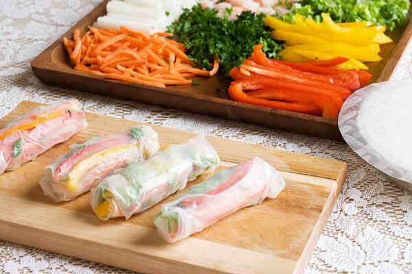 Keto Spring Rolls with Peanut Sauce You’ll Crave Daily 5 Spring rolls wrapped in rice paper