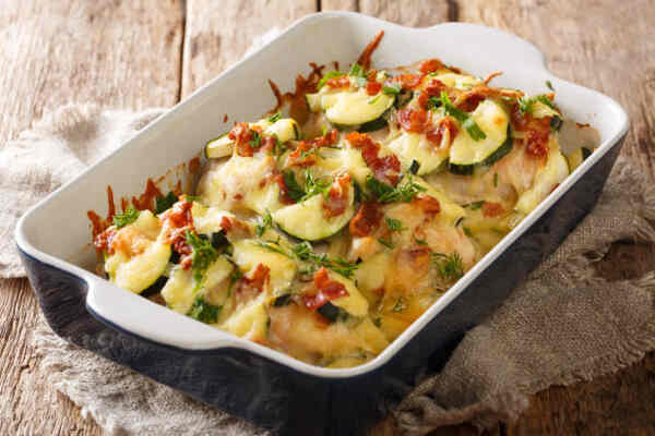 Keto Chicken Bacon Ranch Casserole the Whole Family Loves 5 Baked chicken bacon casserole with zucchini
