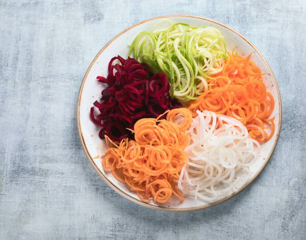Spiraized vegetables as keto pasta alternatives