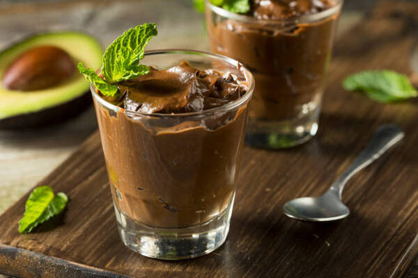 Easy Homemade Keto Chocolate Pudding Ready in Minutes 9 Homemade chocolate avocado pudding with mint leaves