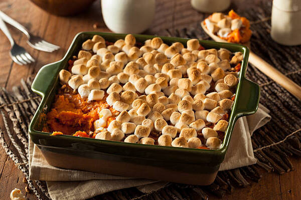 Delicious Keto Sweet Potato Casserole for Holiday Feasts 3 Homemade sweet potato casserole with marshmallow topping for Thanksgiving