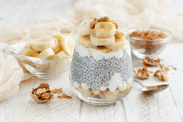 Delicious Low-Carb Chia Pudding Recipe Perfect for Any Day 6 Chia pudding parfait, layered with banana and granola